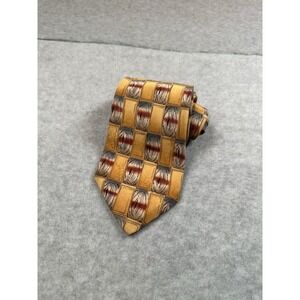 Molecular Expressions Neck Tie White Wine Yellow Geometric Print‎ 100% Silk